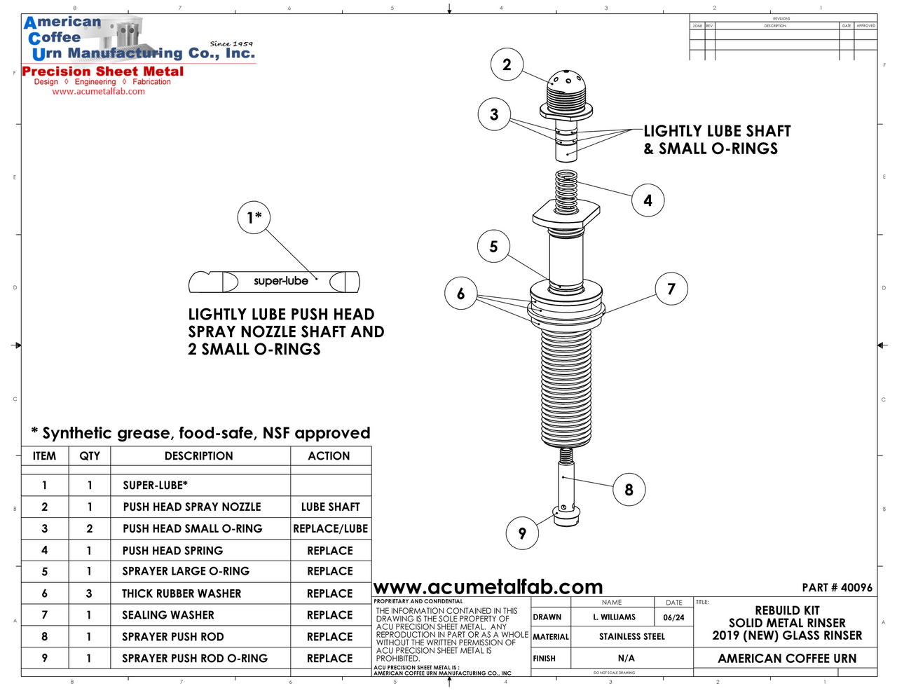 Rebuild Kit for Glass Rinser for Draft Beer Drip Trays