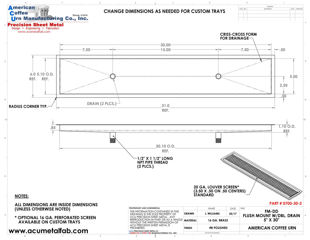 drip-trays-flush-mount-5-x-30-x-drip-tray-with-double-drains-recessed ...