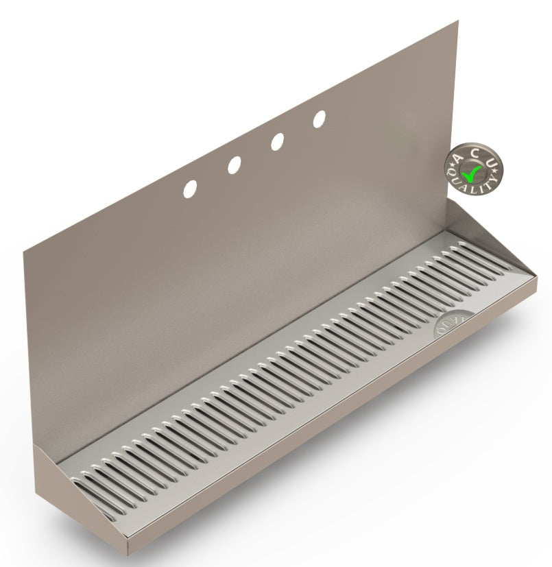 30 Wall Mount Drip Tray with Drain, 4 Faucet, Mirror Finish, Beer Drip  Tray